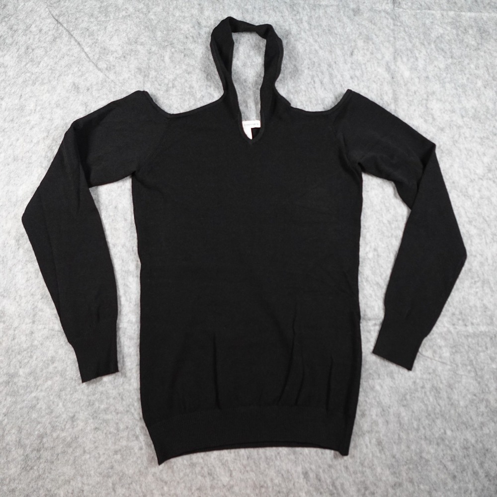 Autumn Cashmere Sweater Womens Medium Black Cold Shoulder Halter Long Sleeve